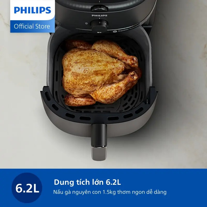 Nồi Chiên Không Dầu Philips 1700W - Tự Ngắt An Toàn, Chống Dính Cao Cấp, Bảo Hành 24 Tháng