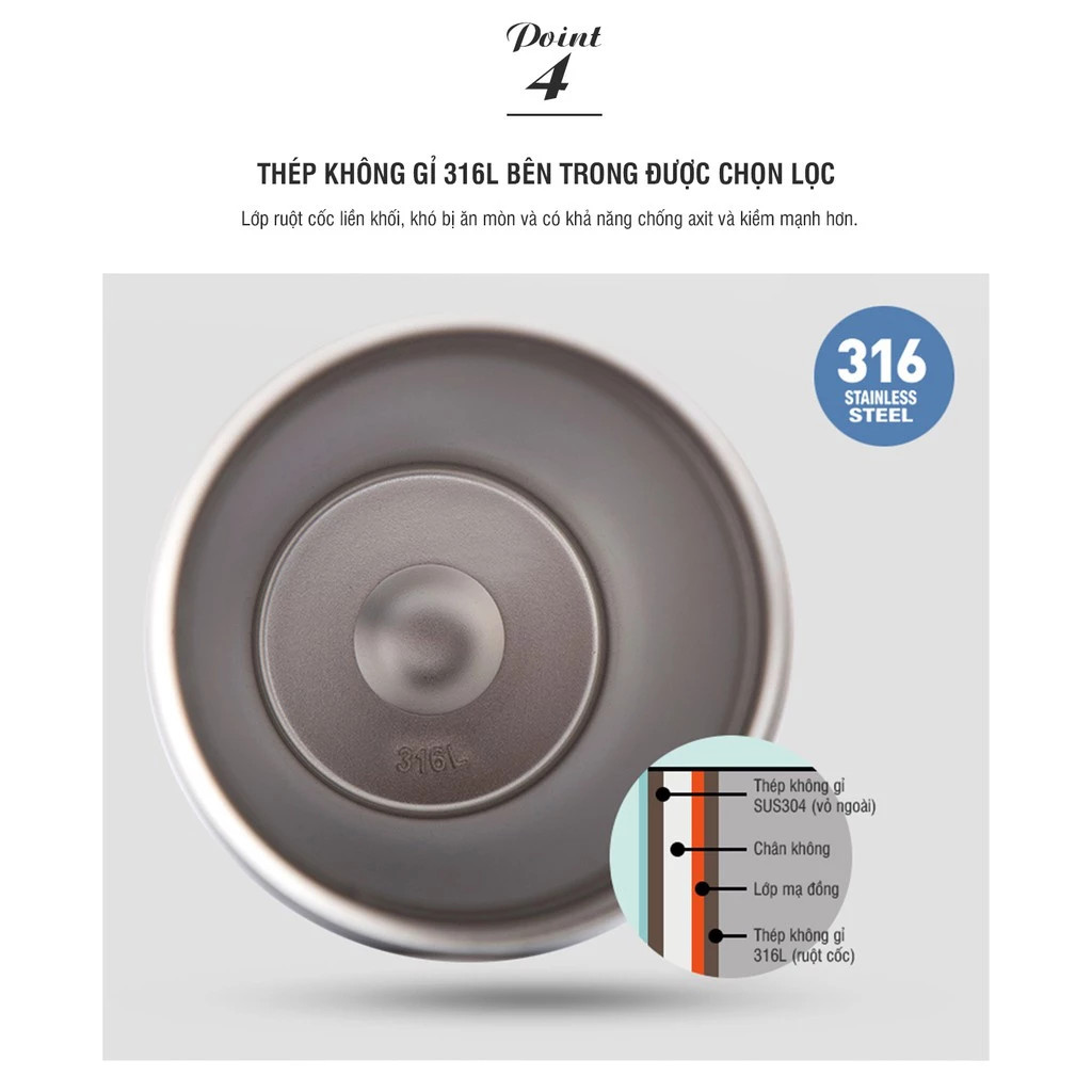 Bình giữ nhiệt Lock&Lock thép không gỉ 316L 550ml và 400ml