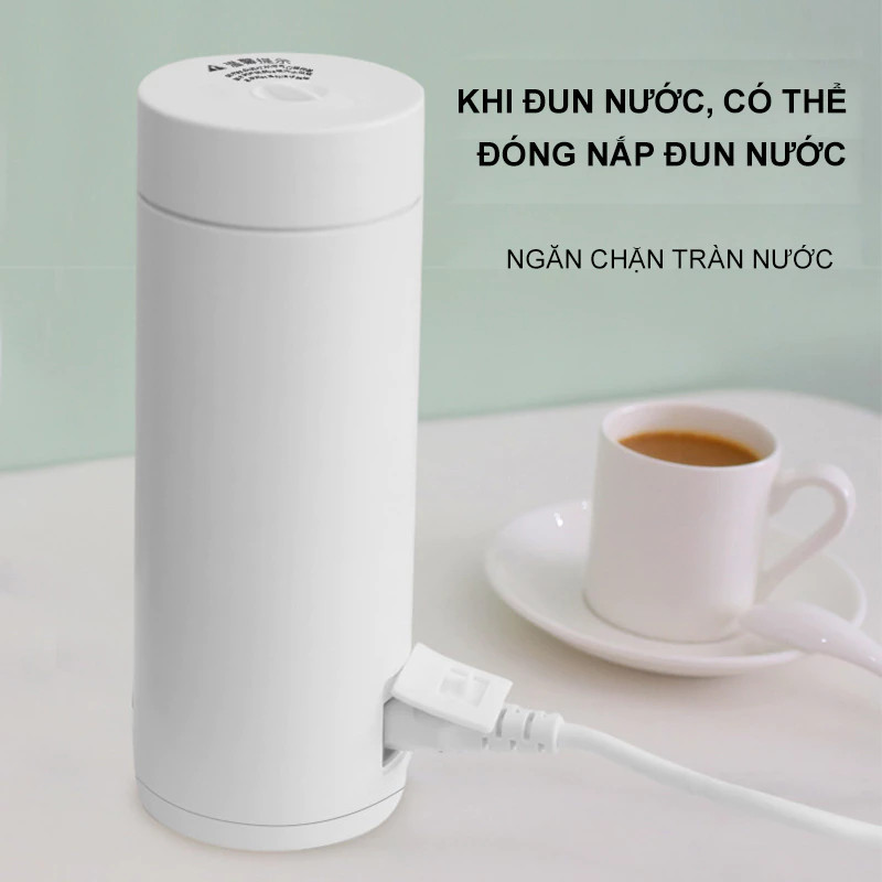 Bình Đun Nước Siêu Tốc Mini, Cốc Đun Nóng Du Lịch 400ml - Ấm Đun Nước Cầm Tay Tự Ngắt Thông Minh