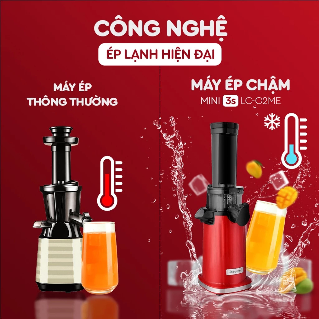 Máy Ép Chậm Mini 3S Lazychef - Máy Ép Trái Cây, Máy Làm Kem Hoa Quả, Công Nghệ Ép Lạnh