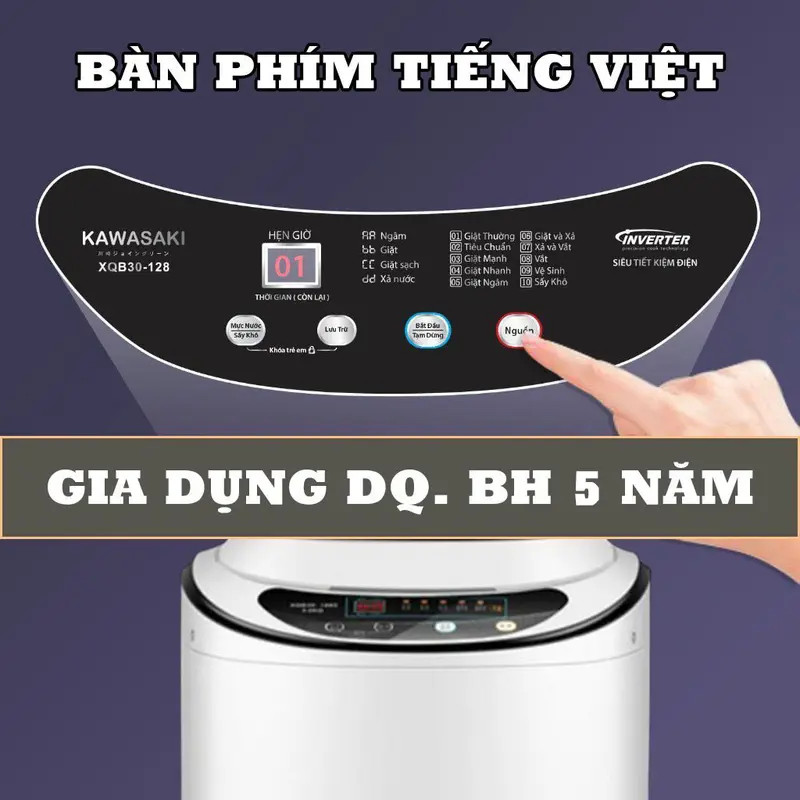 Máy Giặt Mini KAWASAKI, Giặt Đồ Em Bé, Đồ Lót, Khử Khuẩn Cao Cấp, Bảo Hành 5 Năm