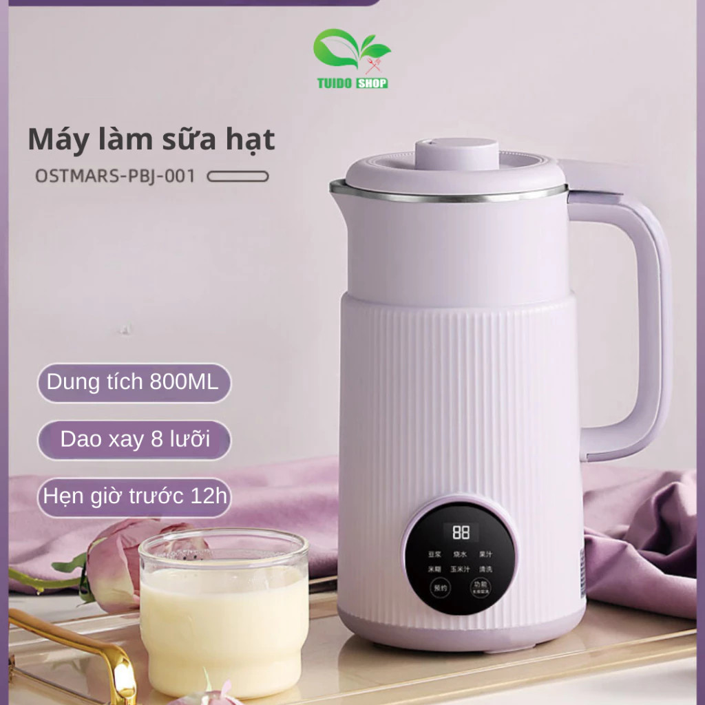 Máy Làm Sữa Hạt Mini - Máy Nấu Cháo Chậm Cho Bé, Hẹn Giờ Thông Minh 12H