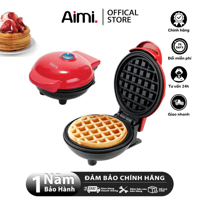 Máy Làm Bánh Mini Waffle 350W - Máy Nướng Bánh Tổ Ong Bữa Sáng Nhanh Cho Bé