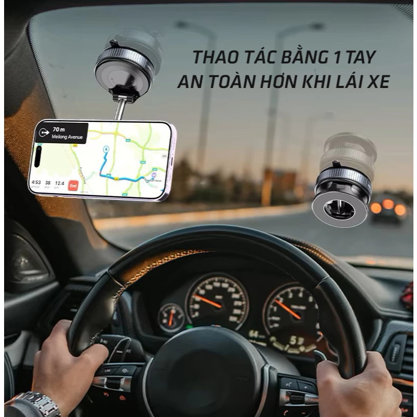 Giá Đỡ Điện Thoại Từ Tính K007: Magsafe Hút Chân Không, Hợp Kim Cao Cấp