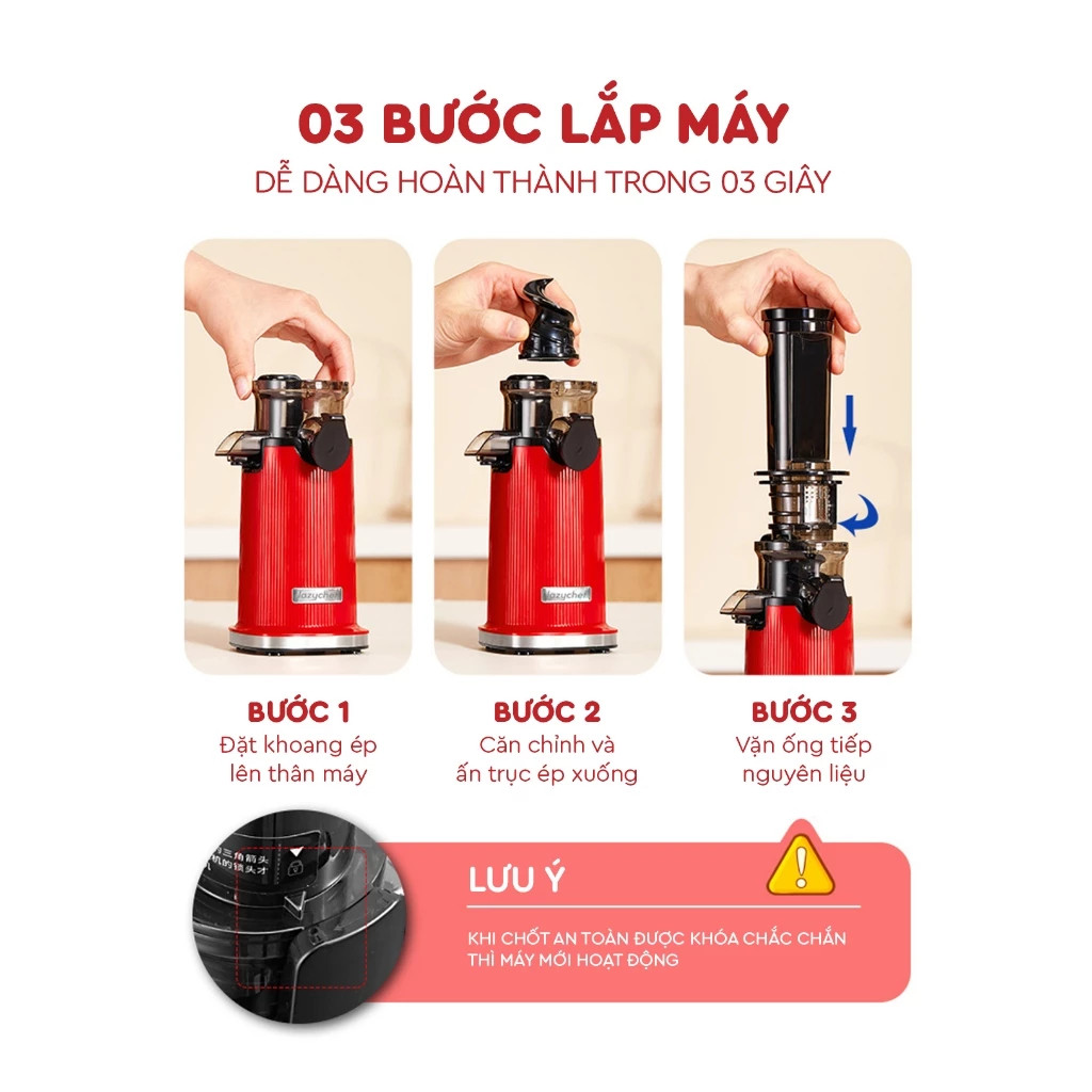 Máy Ép Chậm Mini 3S Lazychef - Máy Ép Trái Cây, Máy Làm Kem Hoa Quả, Công Nghệ Ép Lạnh