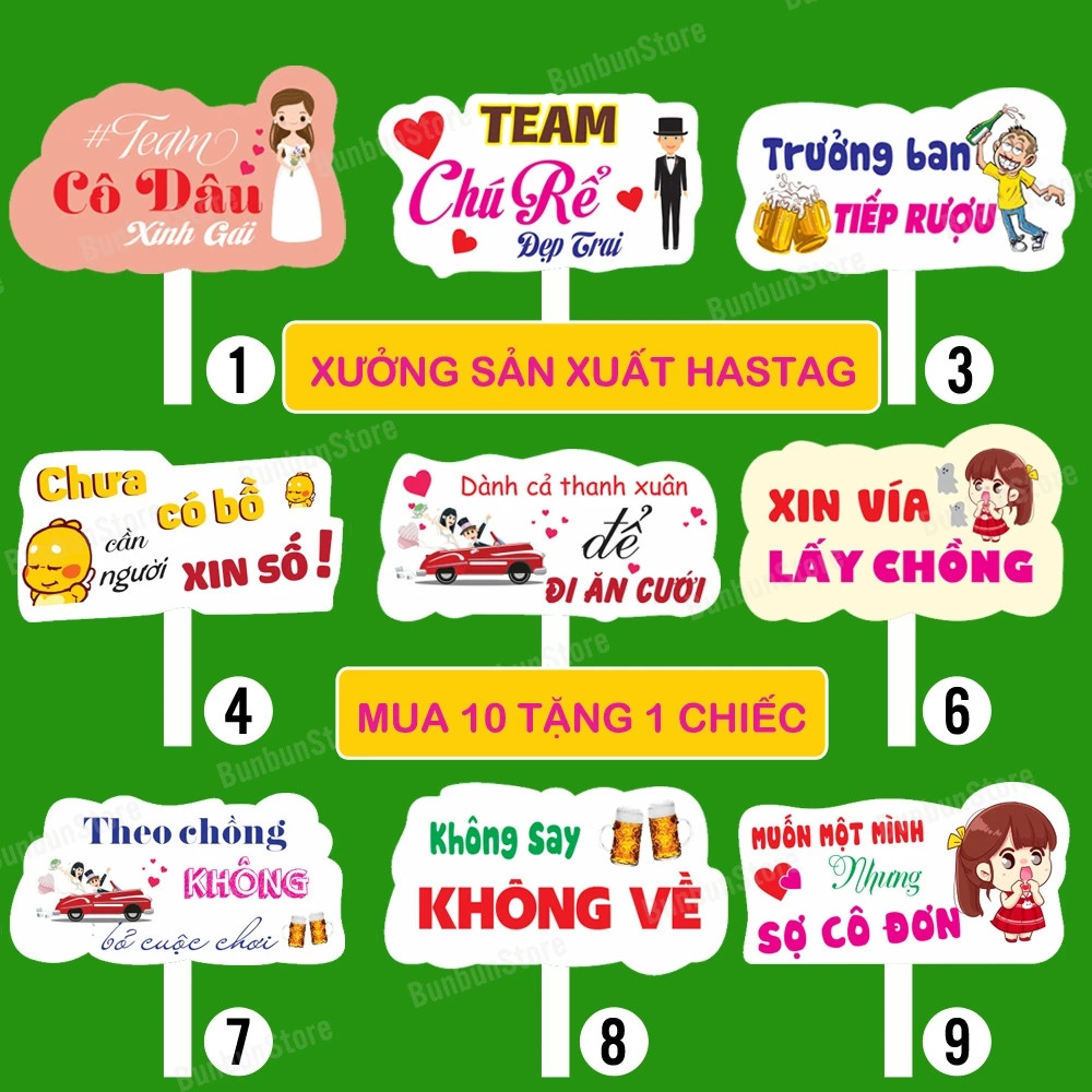 +1000 Hashtag Cầm Tay Đám Cưới, Sinh Nhật Đẹp - In Sắc Nét, Chống Nước