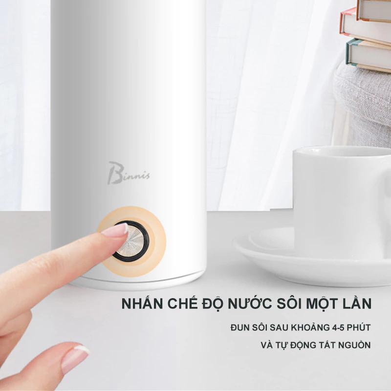 Bình Đun Nước Siêu Tốc Mini, Cốc Đun Nóng Du Lịch 400ml - Ấm Đun Nước Cầm Tay Tự Ngắt Thông Minh