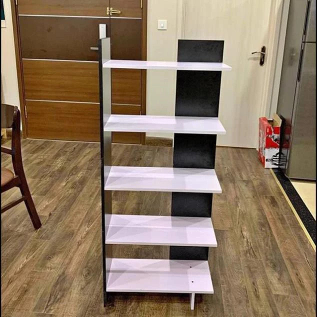 Kệ Sách Gỗ 5 Tầng Góc Tường: Gỗ MDF Chống Ẩm, Thiết Kế Siêu Gọn